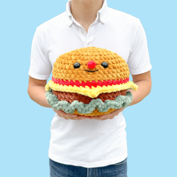 No-Sew Giant Burger amigurumi pattern by Curiouspapaya