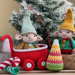 Christmas Gnomes with cart and tree amigurumi by RNata