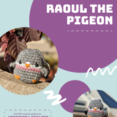 Raoul the Pigeon Keychain amigurumi pattern by Cosmos.crochet.qc