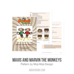 Mavis and Marvin the Monkeys amigurumi pattern by Janine Holmes at Moji-Moji Design