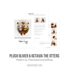 Plush Oliver & Octavia the Otters amigurumi pattern by Theresas Crochet Shop