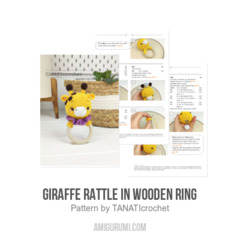 Giraffe rattle in wooden ring amigurumi pattern by TANATIcrochet