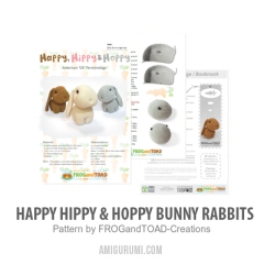 Happy Hippy & Hoppy Bunny Rabbits amigurumi pattern by FROGandTOAD Creations