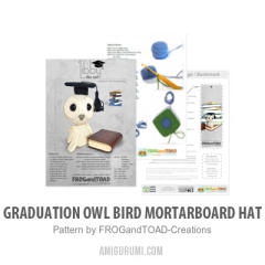 Graduation Owl Bird Mortarboard Hat amigurumi pattern by FROGandTOAD Creations