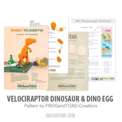 Velociraptor Dinosaur & Dino Egg amigurumi pattern by FROGandTOAD Creations
