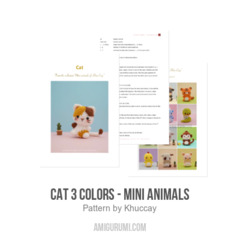 Cat 3 colors - Mini Animals amigurumi pattern by Khuc Cay
