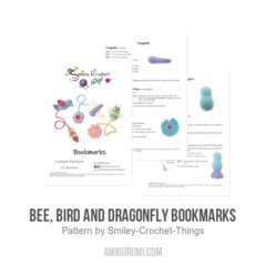 Bee, Bird and Dragonfly Bookmarks amigurumi pattern by Smiley Crochet Things