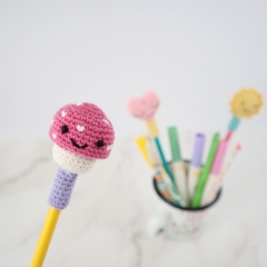 Sun, Mushroom & Heart Pencil Topper amigurumi by Smiley Crochet Things