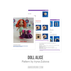 Doll Alice amigurumi pattern by Iryna Zubova