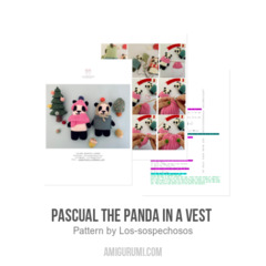 Pascual the panda in a vest  amigurumi pattern by Los sospechosos