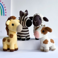 Mini zebra, giraffe, lamb, calf
