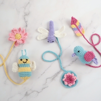 Bee, Bird and Dragonfly Bookmarks amigurumi pattern by Smiley Crochet Things