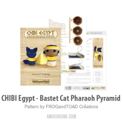 CHIBI Egypt - Bastet Cat Pharaoh Pyramid amigurumi pattern by FROGandTOAD Creations