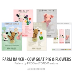Farm Ranch - Cow Goat Pig & Flowers amigurumi pattern by FROGandTOAD Creations