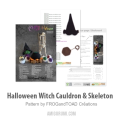 Halloween Witch Cauldron & Skeleton amigurumi pattern by FROGandTOAD Creations