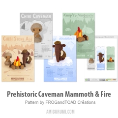 Prehistoric Caveman Mammoth & Fire amigurumi pattern by FROGandTOAD Creations