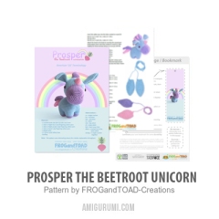 Prosper the beetroot unicorn amigurumi pattern by FROGandTOAD Creations