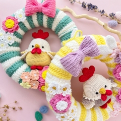 Crochet Easter Wreath with Chick amigurumi pattern by RNata