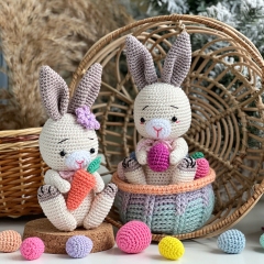 Easter Bunny in basket with eggs amigurumi by RNata