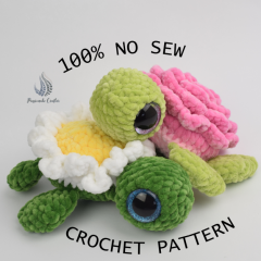 100% No Sew Rose and Daisy turtle amigurumi by Passionatecrafter