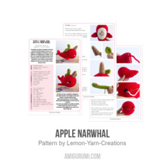 Apple Narwhal amigurumi pattern by Lemon Yarn Creations