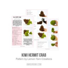 Kiwi Hermit Crab amigurumi pattern by Lemon Yarn Creations