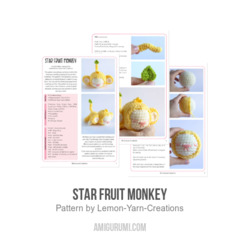 Star Fruit Monkey amigurumi pattern by Lemon Yarn Creations