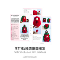 Watermelon Hedgehog amigurumi pattern by Lemon Yarn Creations