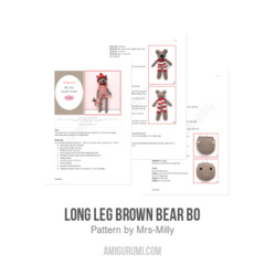 Long Leg brown bear Bo amigurumi pattern by Mrs Milly