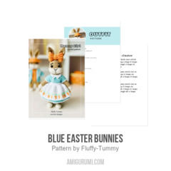 Blue Easter bunnies amigurumi pattern by Fluffy Tummy