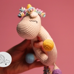 Amigurumi unicorn rattle for babies amigurumi by yarnacadabra