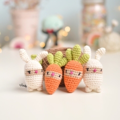 Mini Rabbit and carrot amigurumi pattern by O Recuncho de Jei