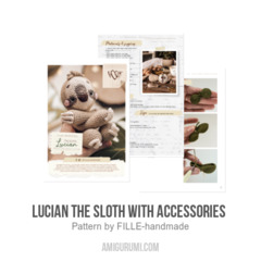 Lucian the Sloth with accessories  amigurumi pattern by FILLE handmade