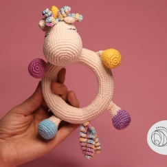Amigurumi unicorn rattle for babies