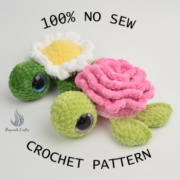 100% No Sew Rose and Daisy turtle amigurumi pattern by Passionatecrafter