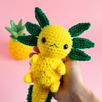 Pineapple Axolotl amigurumi pattern by Lemon Yarn Creations