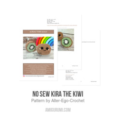 No sew Kira the Kiwi amigurumi pattern by Alter Ego Crochet