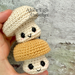 No sew Miles the Mushroom amigurumi pattern by Alter Ego Crochet