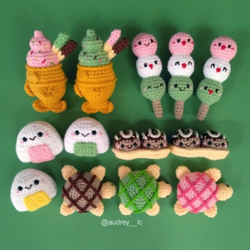 Kawaii Japanese Snacks amigurumi pattern by Audrey Lilian Crochet
