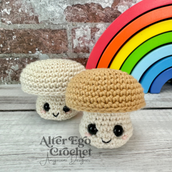 No sew Miles the Mushroom amigurumi pattern by Alter Ego Crochet