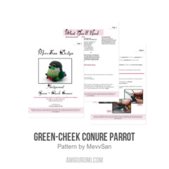 Green-Cheek Conure Parrot amigurumi pattern by MevvSan