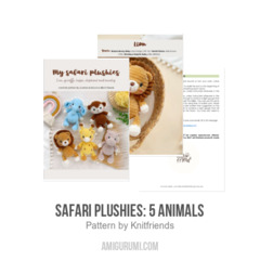 Safari plushies: 5 animals amigurumi pattern by Knit.friends