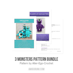 3 Monsters pattern bundle amigurumi pattern by Alter Ego Crochet