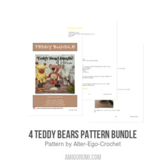 4 Teddy Bears pattern bundle amigurumi pattern by Alter Ego Crochet