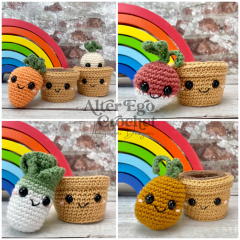 No Sew Veggies in Pots amigurumi pattern by Alter Ego Crochet