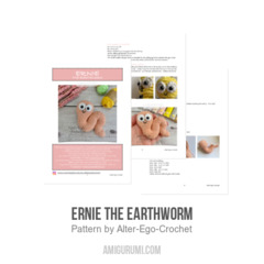 Ernie the Earthworm amigurumi pattern by Alter Ego Crochet