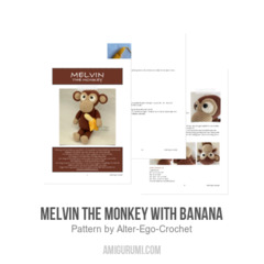 Melvin the Monkey with banana amigurumi pattern by Alter Ego Crochet