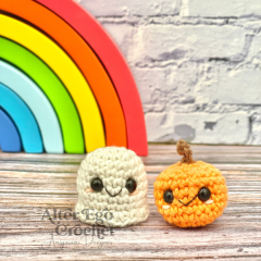 Mini Halloween Ghost and Pumpkin amigurumi pattern by Alter Ego Crochet