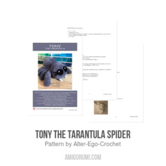 Tony the Tarantula spider amigurumi pattern by Alter Ego Crochet