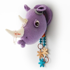 Crochet Rhino Head Wall Mount